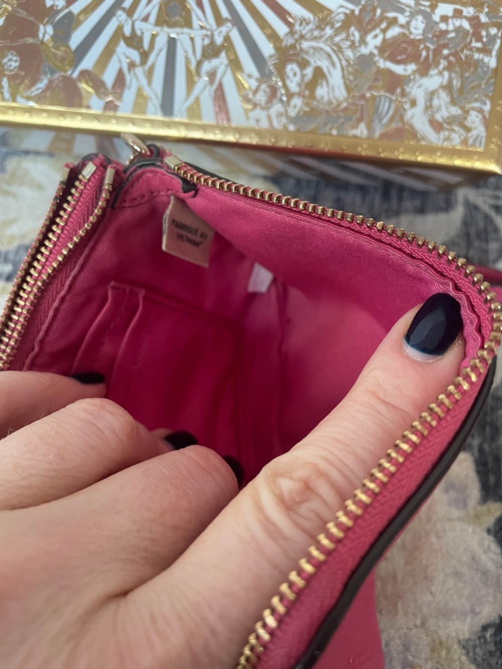 Coach Pink Pebbled Leather Wristlet Clutch Two Compartments Zippered - Picture 9 of 14